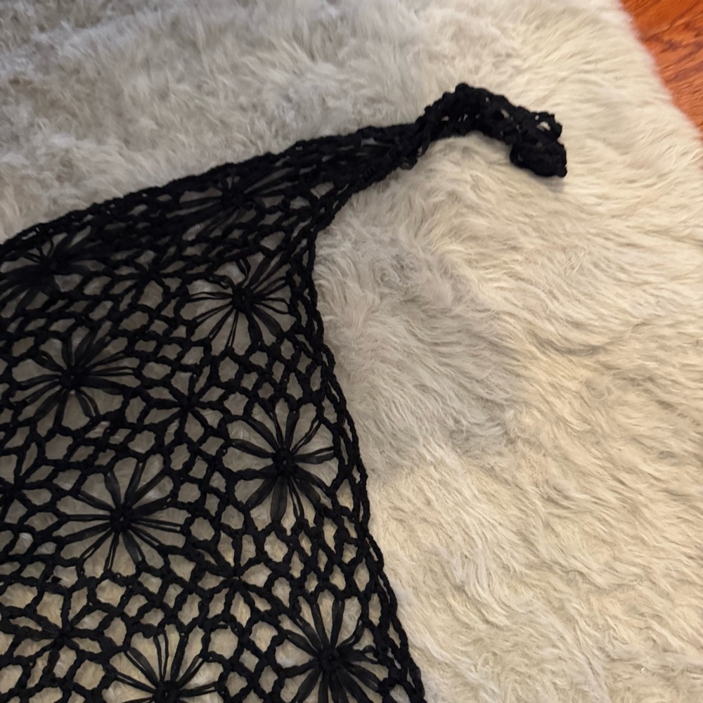 Urban Outfitters Out From Under Floral Crochet Sarong Cover-Up Black - Picture 11 of 11